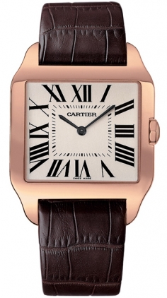 cartier/卡地亚 santos系列18k玫瑰金男士机械腕表w2006951