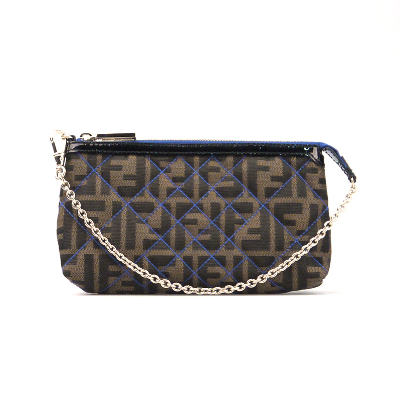 fendi 芬迪棕色双f印花小手包