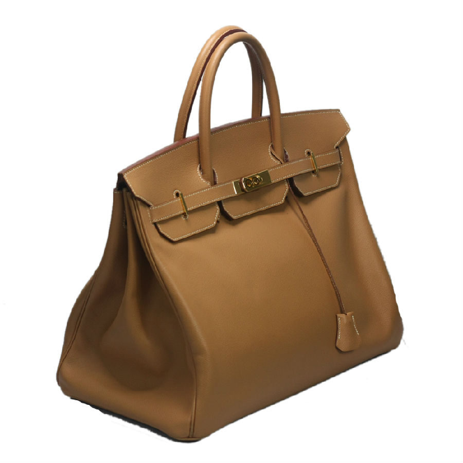 hermes(爱马仕)tolo牛皮浅棕色手提包