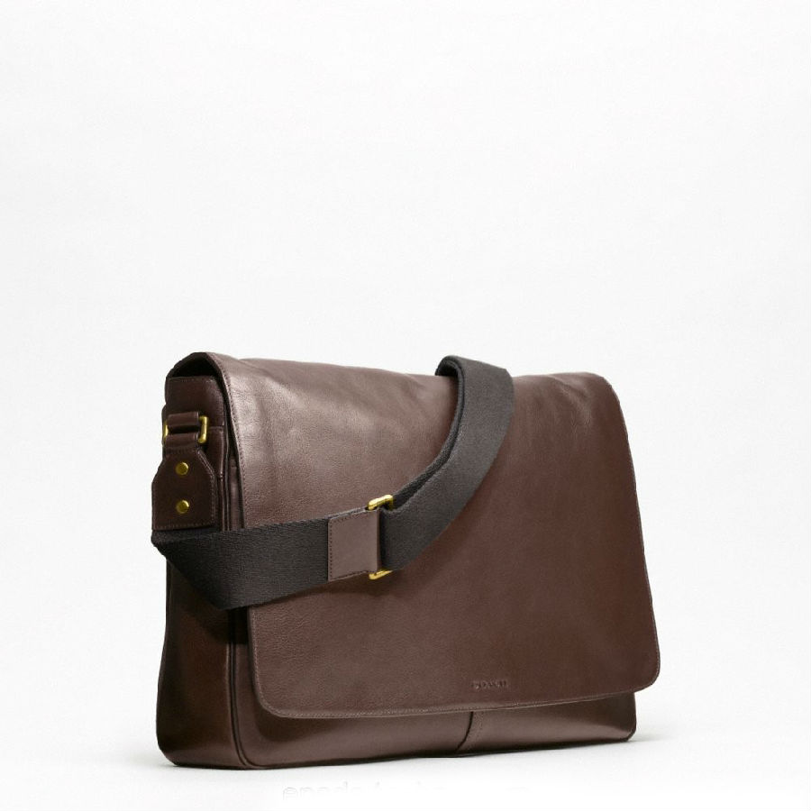 coach 蔻驰 布里克系列经典真皮信使包 斜挎包 棕色 70486