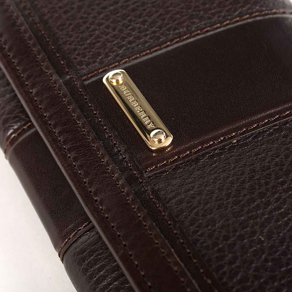 burberry 博柏利 女士深巧克力色london小牛皮长款钱夹 3799098