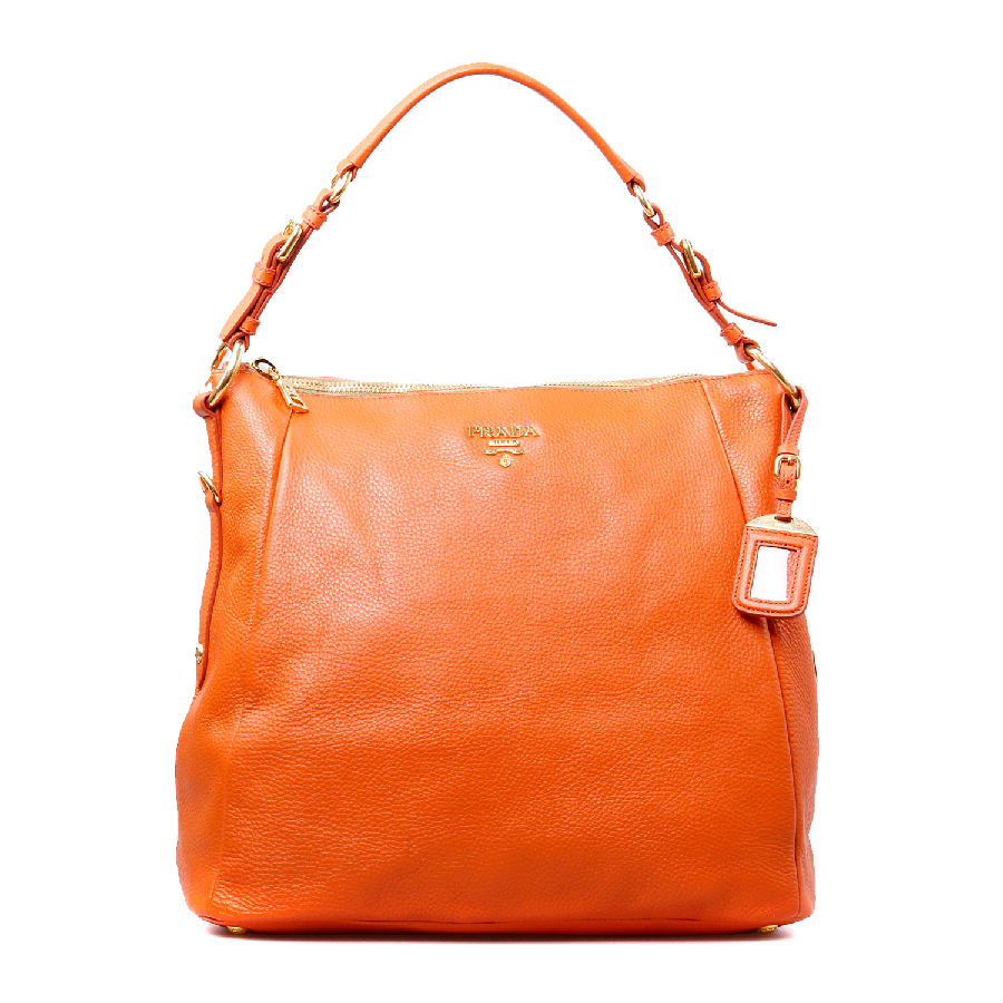 prada(普拉达)女士橘色皮质单肩包