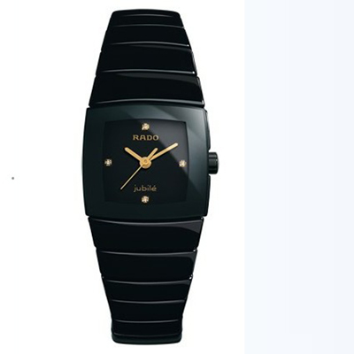 rado雷达金钻金针镶钻石英陶瓷男表r13723712