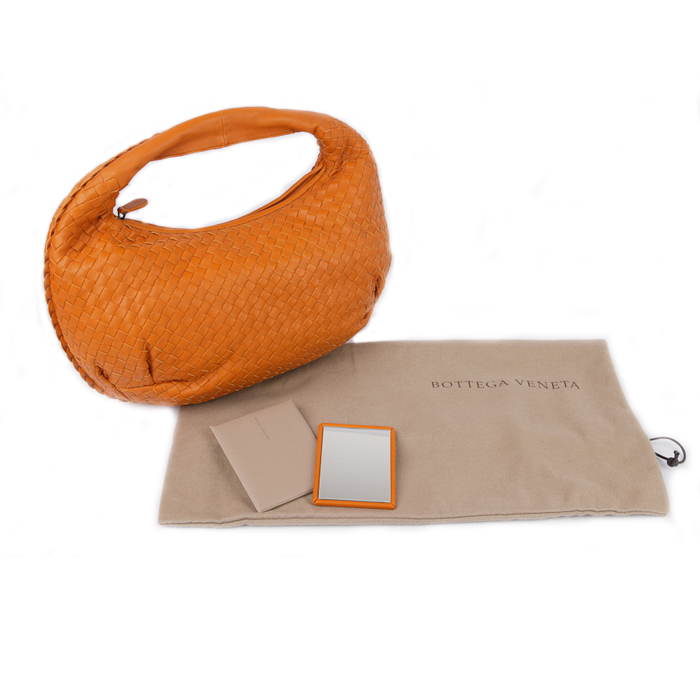 bottega veneta 宝缇嘉 hobe系列桔黄色小号肩包
